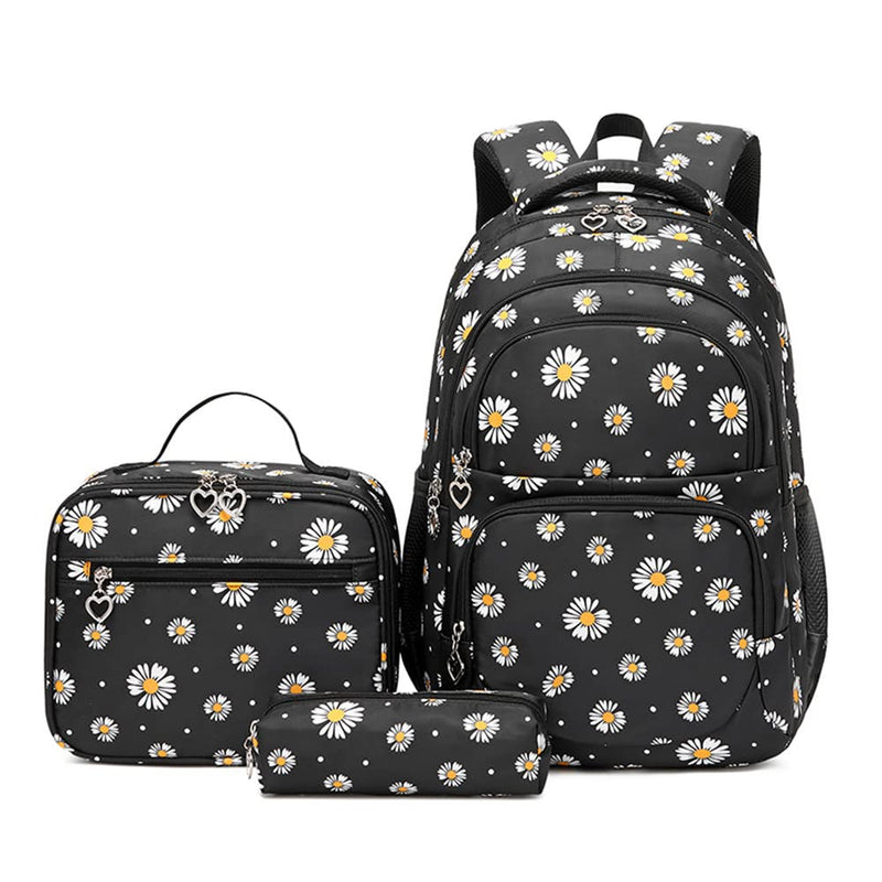 ETAISHOW Daisy - Print Backpack Set for Girls Kids Bookbag for Elementary School 3Pcs School Bag with Lunch Bag