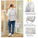 ETAISHOW Daisy - Print Backpack Set for Girls Kids Bookbag for Elementary School 3Pcs School Bag with Lunch Bag