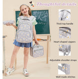 ETAISHOW Daisy - Print Backpack Set for Girls Kids Bookbag for Elementary School 3Pcs School Bag with Lunch Bag