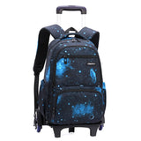 ETAISHOW Galaxy Rolling Backpack for Boys Girls Backpack with Wheels for Elementary School Kids Wheeled Bookbag Blue Black