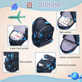 ETAISHOW Galaxy Rolling Backpack for Boys Girls Backpack with Wheels for Elementary School Kids Wheeled Bookbag Blue Black