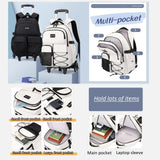 ETAISHOW Rolling Backpack for Boys with Wheels Roller Backpack Wheeled School Bag for Teen Boys White