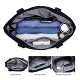 ETidy Large Capacity Foldable Tote Bag With Zipper Water - resistant Sandproof Women Beach Bag Handbag Gym Bag Travel Shopping Bag(Black)
