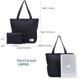 ETidy Large Capacity Foldable Tote Bag With Zipper Water - resistant Sandproof Women Beach Bag Handbag Gym Bag Travel Shopping Bag(Black)
