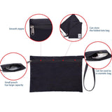 ETidy Large Capacity Foldable Tote Bag With Zipper Water - resistant Sandproof Women Beach Bag Handbag Gym Bag Travel Shopping Bag(Black)