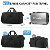 ETRONIK Carry On Luggage 22x14x9 Airline Approved, 45L Waterproof Gym Bag for Men Women, Lightweight Carry on Travel Duffel Bags with Shoe Compartment, Weekender Overnight Duffle Bag for Travel, Black