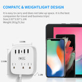 European Travel Plug Adapter, FOVAL EU UK US Power Strip with USB C and 4 USB Ports, 3 AC Outlets, Wall Mountable, 5ft Extension Cord, Compact for Travel, Cruise Ship, Home Office (White)