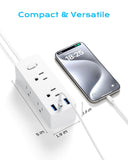 European Travel Plug Adapter, Olcorife Universal Travel Adapter for EU UK US AUS, 6 Outlets 3 USB Ports with 5ft Extension Cord, International Power Adapter for US to Europe UK AUS