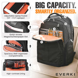 EVERKI Atlas Business 32L Laptop Backpack – Travel - Friendly Business & Office, Professional Backpack for Men & Women, Durable Computer Bag with Adjustable Padded Compartment, Fits 13" - 17.3", Black