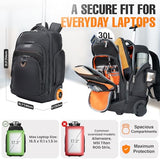 EVERKI Atlas Wheeled 2 Rolling Backpack, 30L 13 To 17.3-Inch Laptops Travel Backpack with Wheels for Professional, RFID-Blocking Pocket, Book Bag with Wheels, Business Travel. Quick-access Pockets