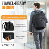 EVERKI Atlas Wheeled 2 Rolling Backpack, 30L 13 To 17.3-Inch Laptops Travel Backpack with Wheels for Professional, RFID-Blocking Pocket, Book Bag with Wheels, Business Travel. Quick-access Pockets