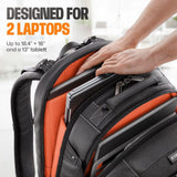 EVERKI Business 120 Pro 2 Laptop Backpack 40L W/Rain Cover Mesh Accessories Pouch & Quick Release Magnetic Keychain - 2 Travel Laptop Compartments Fit Up To 18.4"RFID Pocket Patented Corner Protection