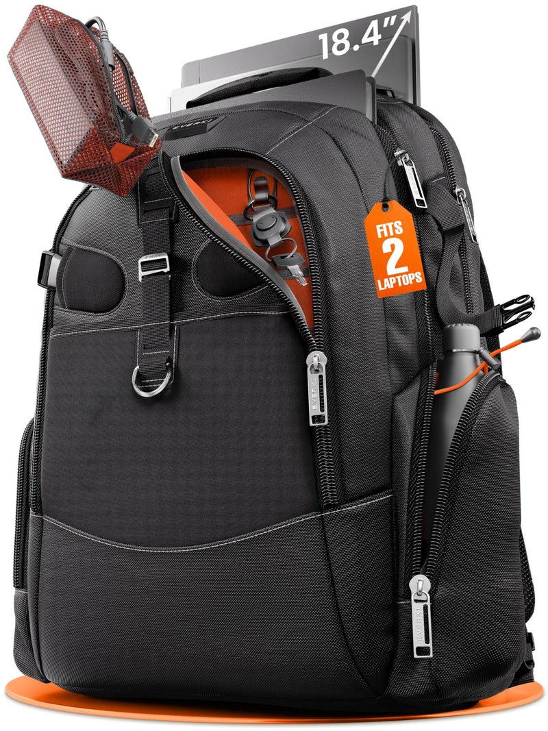EVERKI Business 120 Pro 2 Laptop Backpack 40L W/Rain Cover Mesh Accessories Pouch & Quick Release Magnetic Keychain - 2 Travel Laptop Compartments Fit Up To 18.4"RFID Pocket Patented Corner Protection