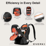 EVERKI Glide 17.3 Inch Laptop Backpack for Men & Women - Heavy - Duty, Water - Resistant Bookbag with Reflective Strips for College, Travel or Motorcycle (Black, EKP129)