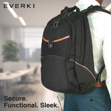 EVERKI Glide 17.3 Inch Laptop Backpack for Men & Women - Heavy - Duty, Water - Resistant Bookbag with Reflective Strips for College, Travel or Motorcycle (Black, EKP129)