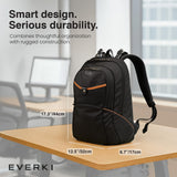 EVERKI Glide 17.3 Inch Laptop Backpack for Men & Women - Heavy - Duty, Water - Resistant Bookbag with Reflective Strips for College, Travel or Motorcycle (Black, EKP129)