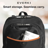 EVERKI Glide 17.3 Inch Laptop Backpack for Men & Women - Heavy - Duty, Water - Resistant Bookbag with Reflective Strips for College, Travel or Motorcycle (Black, EKP129)
