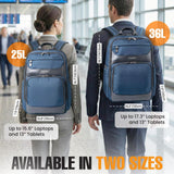 EVERKI Onyx Premium Business Executive Laptop Backpack - Ballistic Nylon and Leather Office Backpack Laptop Bag, Travel Friendly Office Bagpack, Dedicated Compartment up to 15.6 Inch (EKP132N), Navy