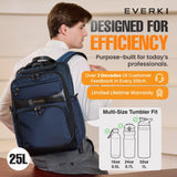 EVERKI Onyx Premium Business Executive Laptop Backpack - Ballistic Nylon and Leather Office Backpack Laptop Bag, Travel Friendly Office Bagpack, Dedicated Compartment up to 15.6 Inch (EKP132N), Navy