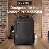 EVERKI Studio Slim Laptop Backpack for Men & Women, Lightweight & Softly Padded With Corner Protection, Trolley Handle, High Contrast Lining, Made of Recycled Materials (14 Liters Capacity)