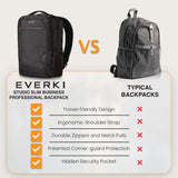 EVERKI Studio Slim Laptop Backpack for Men & Women, Lightweight & Softly Padded With Corner Protection, Trolley Handle, High Contrast Lining, Made of Recycled Materials (14 Liters Capacity)