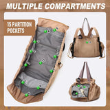 Everyday Bag Tote for Women Large Capacity with 15 Compartments Travel Work Shoulder Bag Convertible Diaper Backpack Organizer Water - Resistant Lay - Flat Hospital Essentials for Teacher Work Daily Use