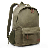 Exos Gear Waxed Canvas Backpack – 20L Bag with Laptop Sleeve & Leather Pulls – Water - Resistant for Work or Travel (Antique Olive - 12oz Waxed Canvas)
