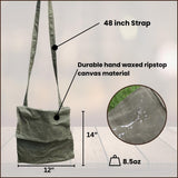 Exos Waxed Canvas Haversack, Bushcraft Shoulder Bag, Canvas Messenger Bag, Water - Resistant and Durable Gardening and Foraging Satchel - 12" x 14", Antique Olive Small