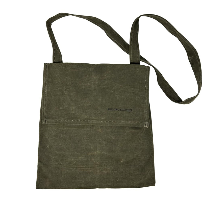 Exos Waxed Canvas Haversack, Bushcraft Shoulder Bag, Canvas Messenger Bag, Water - Resistant and Durable Gardening and Foraging Satchel - 12" x 14", Antique Olive Small