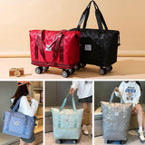 Expandable Foldable Duffel Bag Suitcases,Detachable Rolling Wheels,Rolling Duffle Bag with Wheels,Suitcase with Wheel,Carry on Luggage,Gift for Men Women Lightweight Suitcases (Black)
