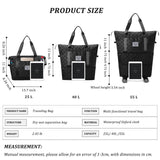 Expandable Foldable Duffel Bag Suitcases,Detachable Rolling Wheels,Rolling Duffle Bag with Wheels,Suitcase with Wheel,Carry on Luggage,Gift for Men Women Lightweight Suitcases (Black)