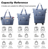 Expandable Foldable Duffel Bag Suitcases,Detachable Rolling Wheels,Rolling Duffle Bag with Wheels,Suitcase with Wheel,Carry on Luggage,Gift for Men Women Lightweight Suitcases (Blue)