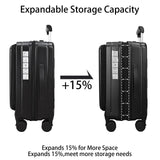 Expandable Top Opening 20 Inch Carry On Luggage with Laptop Compartment – Polycarbonate Hard Shell Suitcase, TSA Lock & Spinner Wheels (Black)