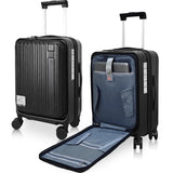 Expandable Top Opening 20 Inch Carry On Luggage with Laptop Compartment – Polycarbonate Hard Shell Suitcase, TSA Lock & Spinner Wheels (Black)