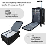 Expandable Top Opening 20 Inch Carry On Luggage with Laptop Compartment – Polycarbonate Hard Shell Suitcase, TSA Lock & Spinner Wheels (Black)