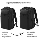 Expandable Travel Backpack, Business Laptop Backpack,Commute Backpack with USB Charging Port fit 15.6 Inch Laptop