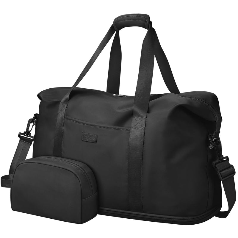 Expandable Travel Duffle Bag, Waterproof Weekender Overnight Bags for Women Men Hospital Bag for Women Labor Delivery Carry on Bag with Toiletry Bag for Travel Gym Airplanes(Black, X - Large)