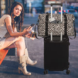 Expandable Travel Duffle Bag, Waterproof Weekender Overnight Bags for Women Men Hospital Bag for Women Labor Delivery Carry on Bag with Toiletry Bag for Travel Gym Airplanes(Leopard, Large)