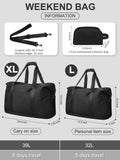 Expandable Travel Duffle Bag, Waterproof Weekender Overnight Bags for Women Men Hospital Bag for Women Labor Delivery Carry on Bag with Toiletry Bag for Travel Gym Airplanes(Black, X - Large)