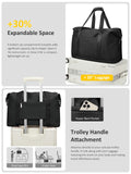 Expandable Travel Duffle Bag, Waterproof Weekender Overnight Bags for Women Men Hospital Bag for Women Labor Delivery Carry on Bag with Toiletry Bag for Travel Gym Airplanes(Black, X - Large)