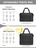 Expandable Travel Duffle Bag, Waterproof Weekender Overnight Bags for Women Men Hospital Bag for Women Labor Delivery Carry on Bag with Toiletry Bag for Travel Gym Airplanes(Black, X - Large)