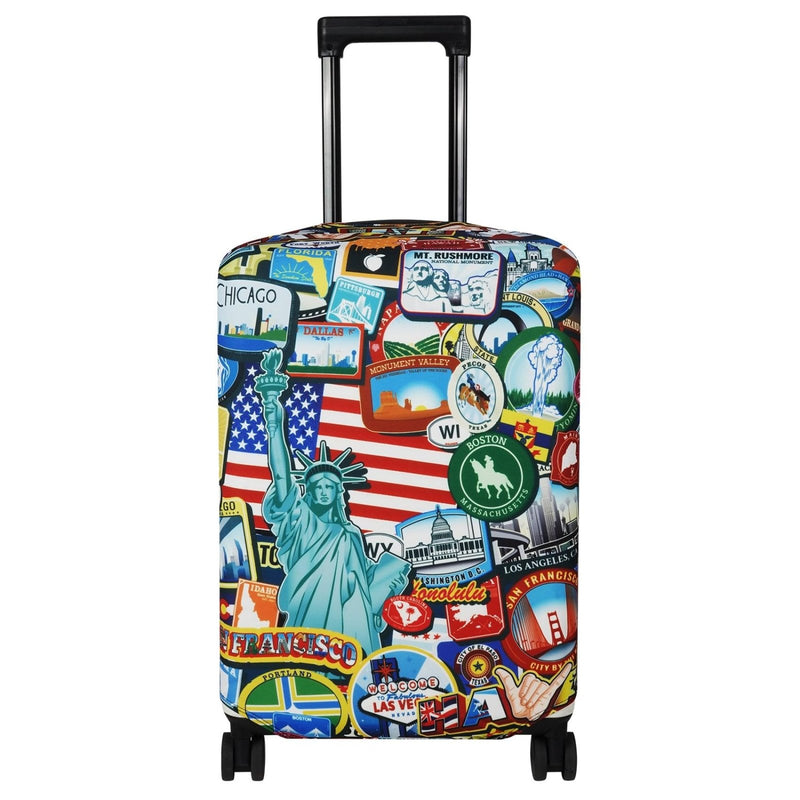 Explore Land Travel Luggage Cover Suitcase Protector Fits 31 - 32 Inch Case (Statue of Liberty, XL)