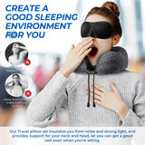ExploreBliss Travel Pillow, Travel Pillows for Sleeping Airplane, Removable Cover Neck Pillow with Adjustable Clasp, Memory Foam Neck Pillow Set with Eye Mask, Earplugs and Storage Bag (Dark Grey)