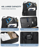 Extra Large 50L Travel Backpack Carry On Flight Approved, Luggage Backpack with Shoes Pouch, Suitcase Backpacks With 3 Packing Cubes, Personal Item Travel Bag, Black
