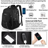 Extra Large Backpack for Men 55L,18.4Inch Travel Laptop Backpack with USB Charging Port Business Flight Approved Carry On Backpack,TSA Big Capacity Heavy Duty Computer Bag College Bookbag,Black