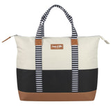 Extra Large Tropical Lunch Tote for Women Insulated 20 Can Cooler, Emma and Chloe Lunch Bags (Black & White)