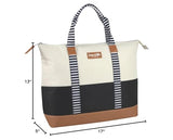 Extra Large Tropical Lunch Tote for Women Insulated 20 Can Cooler, Emma and Chloe Lunch Bags (Black & White)