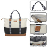 Extra Large Tropical Lunch Tote for Women Insulated 20 Can Cooler, Emma and Chloe Lunch Bags (Black & White)