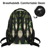 Fabpuro School Backpack for Teens Girls Boys St.patrick's Day Gnomes On Green Tartan Students Bookbag Middle High School College Bags, Waterproof Casual Daypack Laptop Backpacks for Women Men Travel
