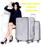FABULWAY Clear PVC Luggage Cover Protectors - Transparent Waterproof Suitcase Sleeve for 20"+24"+28" Wheeled Suitcases (3PCS)